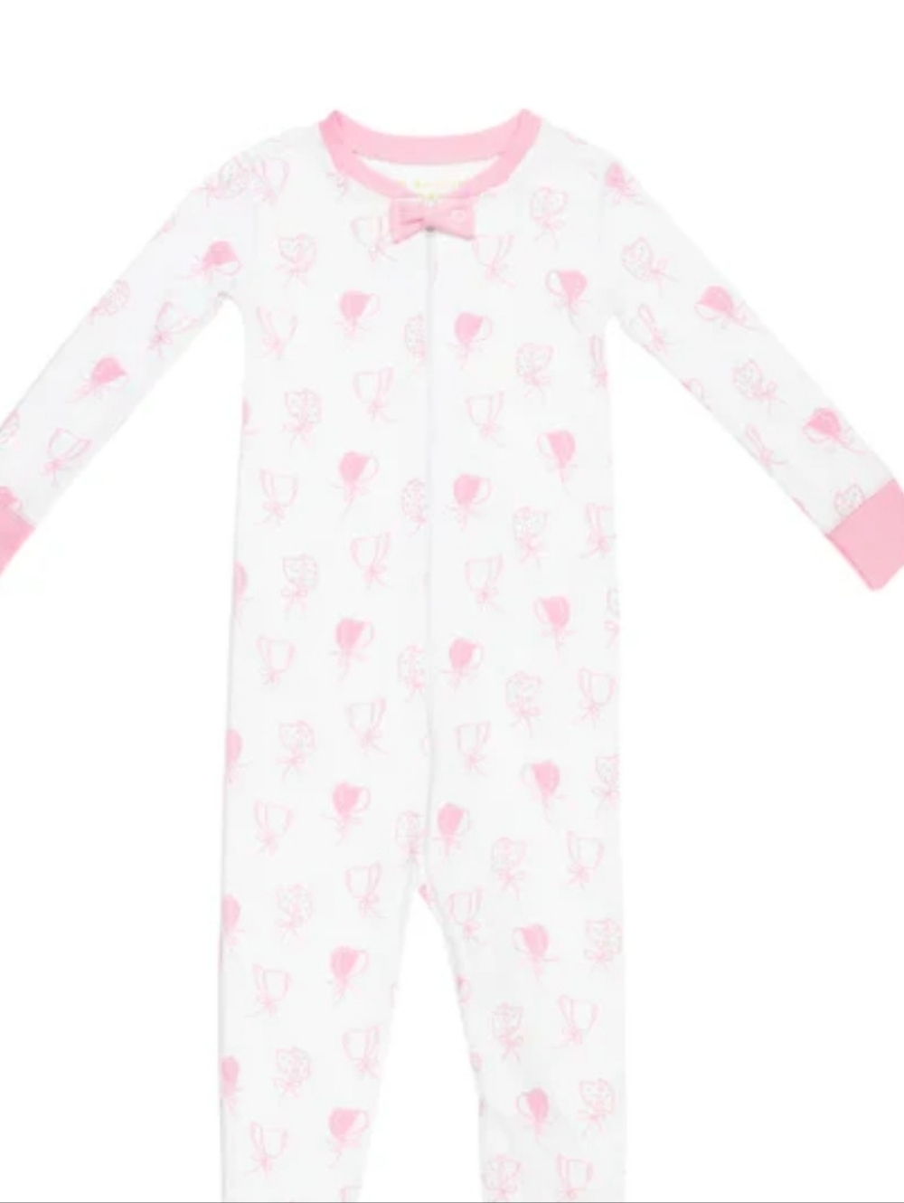 The Beaufort Bonnet Company White and Pink Floral Bonnet Footed One-Piece